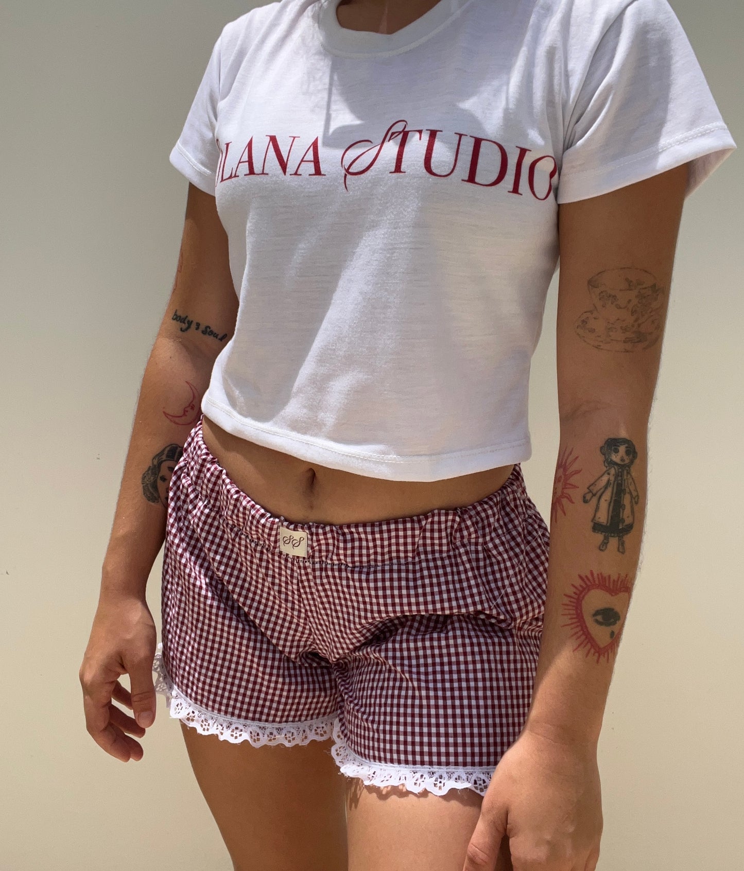 Myla Mini Boxer Shorts (Burgundy)