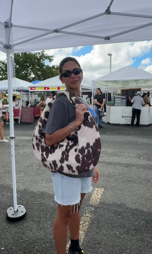 Cow Print Hobo Bag Large